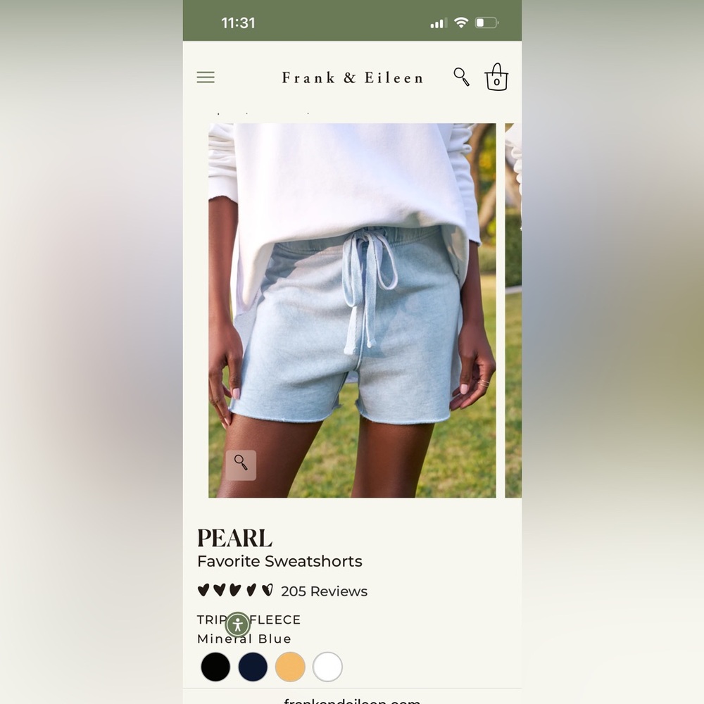 Frank and Eileen PEARL Favorite Sweatshorts - mineral blue. Sold out online.